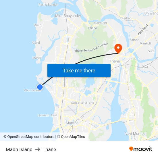 Madh Island to Thane map