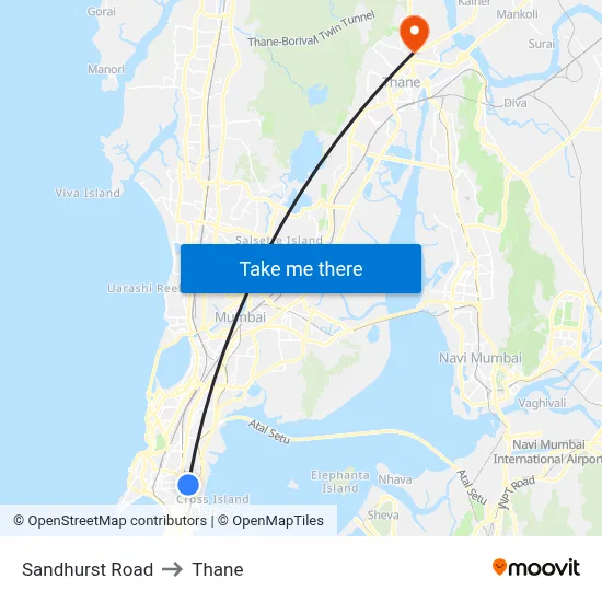 Sandhurst Road to Thane map