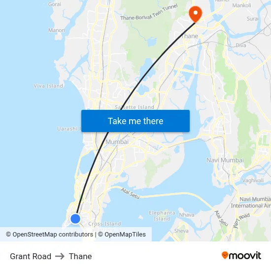 Grant Road to Thane map
