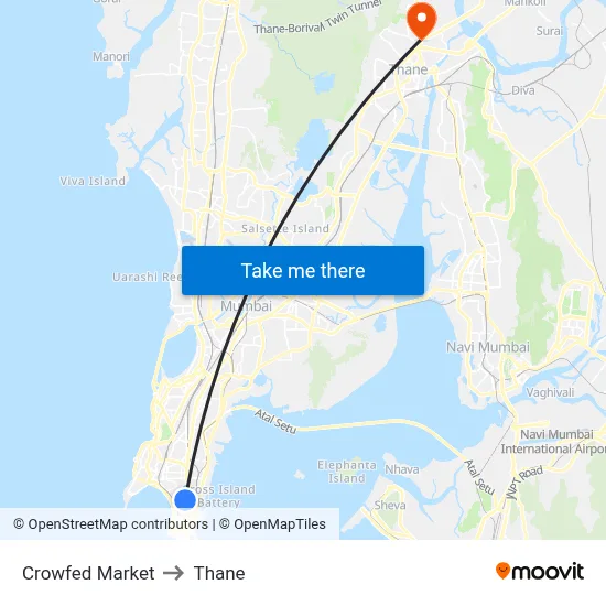Crowfed Market to Thane map