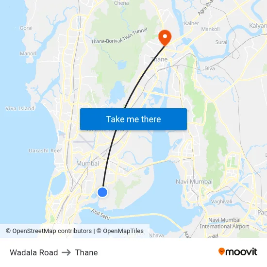 Wadala Road to Thane map