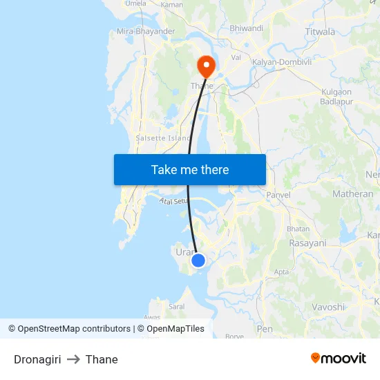 Dronagiri to Thane map