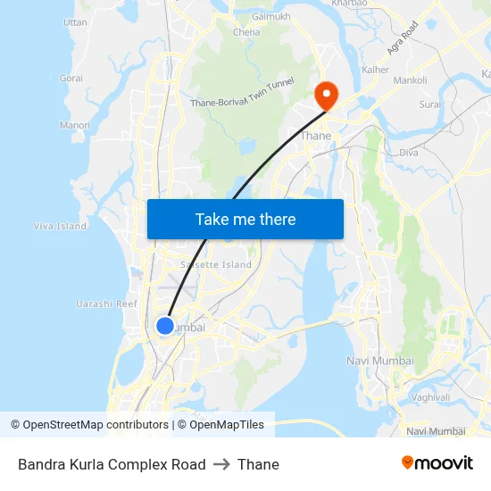 Bandra Kurla Complex Road to Thane map