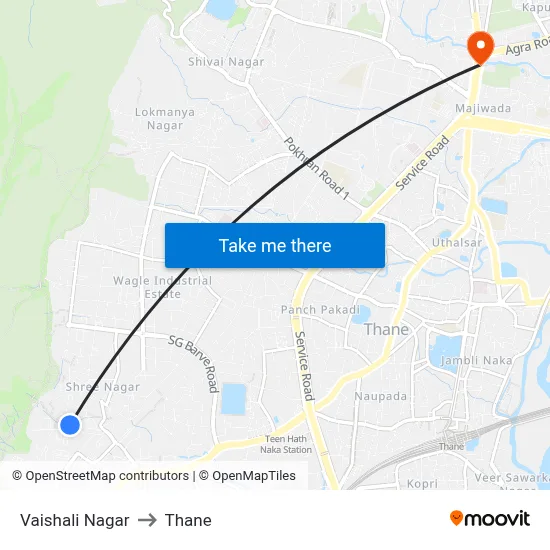 Vaishali Nagar to Thane map