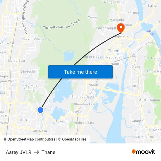 Aarey JVLR to Thane map