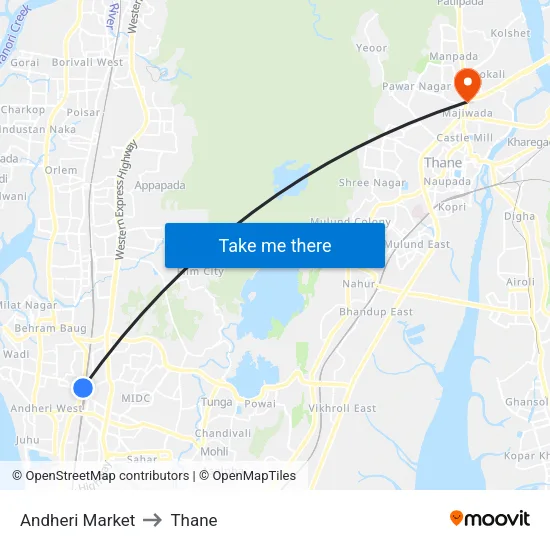 Andheri Market to Thane map