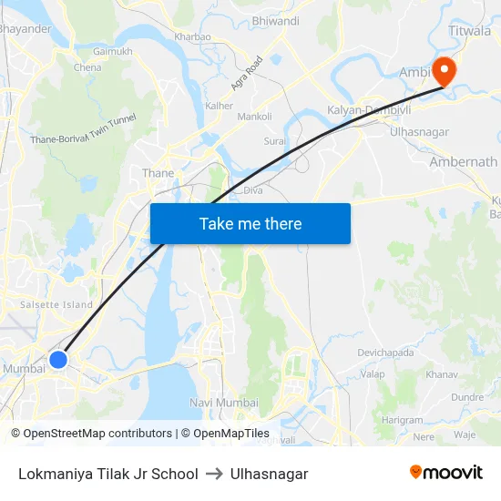 Lokmaniya Tilak Jr School to Ulhasnagar map