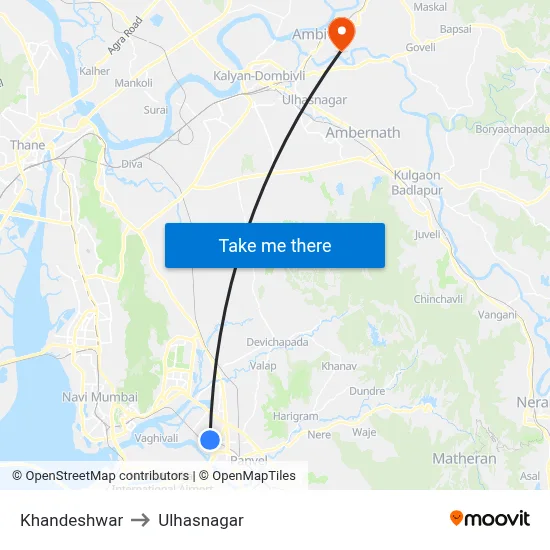 Khandeshwar to Ulhasnagar map