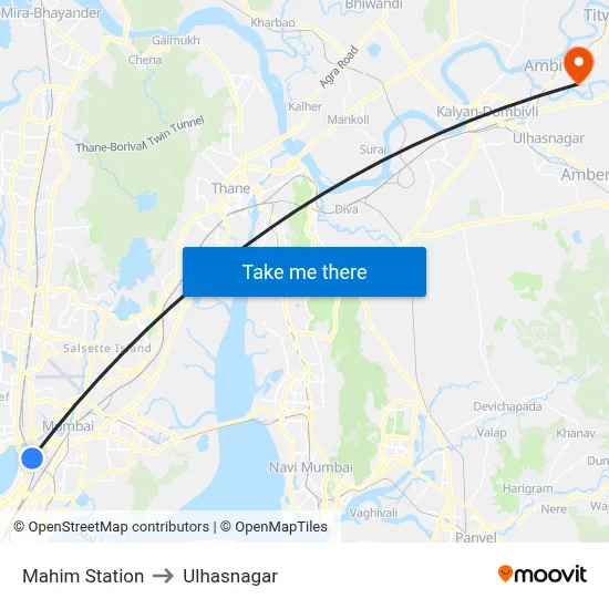 Mahim Station to Ulhasnagar map