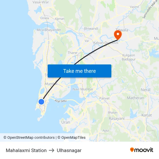 Mahalaxmi Station to Ulhasnagar map