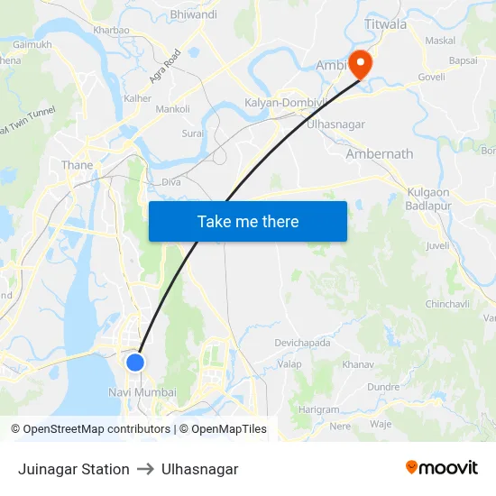 Juinagar Station to Ulhasnagar map
