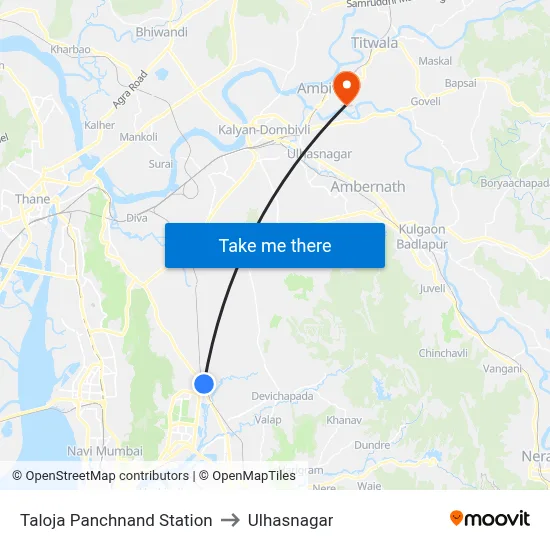 Taloja Panchnand Station to Ulhasnagar map