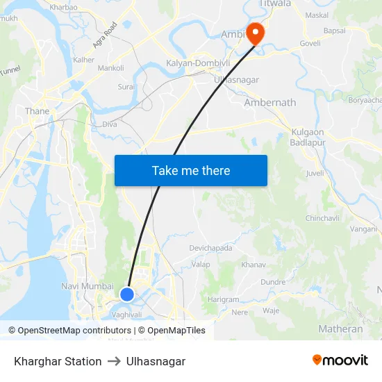 Kharghar Station to Ulhasnagar map