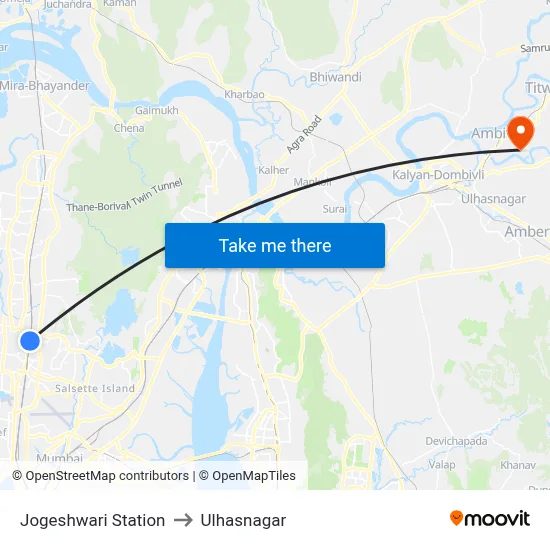 Jogeshwari Station to Ulhasnagar map