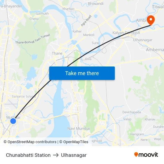 Chunabhatti Station to Ulhasnagar map