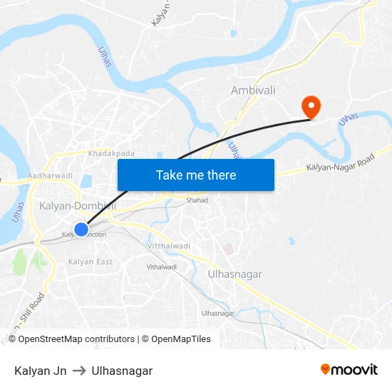 Kalyan Jn to Ulhasnagar map