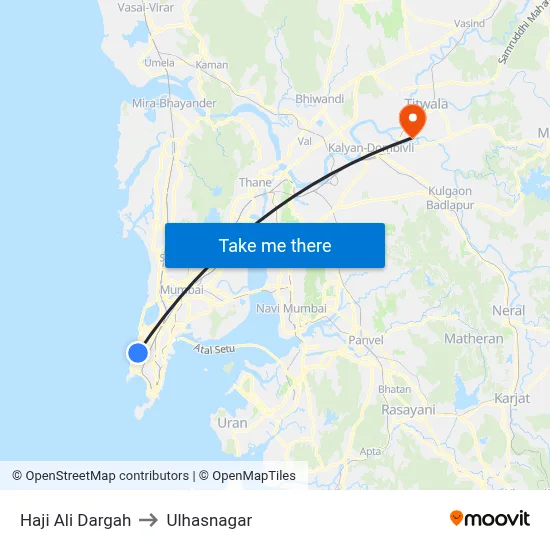 Haji Ali Dargah to Ulhasnagar map