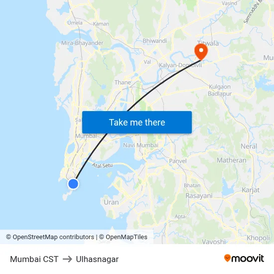 Mumbai CST to Ulhasnagar map