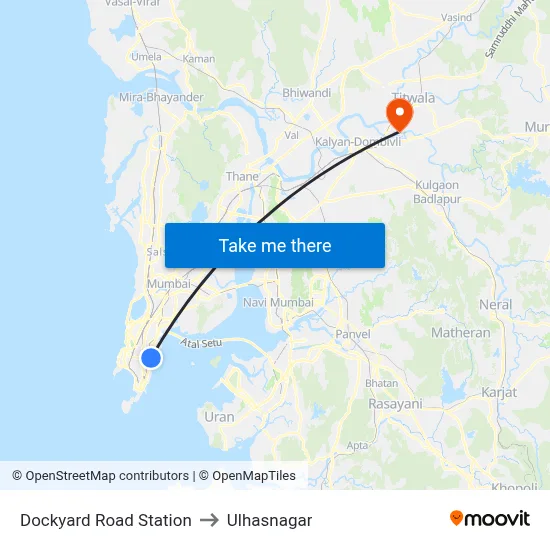 Dockyard Road Station to Ulhasnagar map
