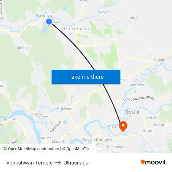 Vajreshwari Temple to Ulhasnagar map