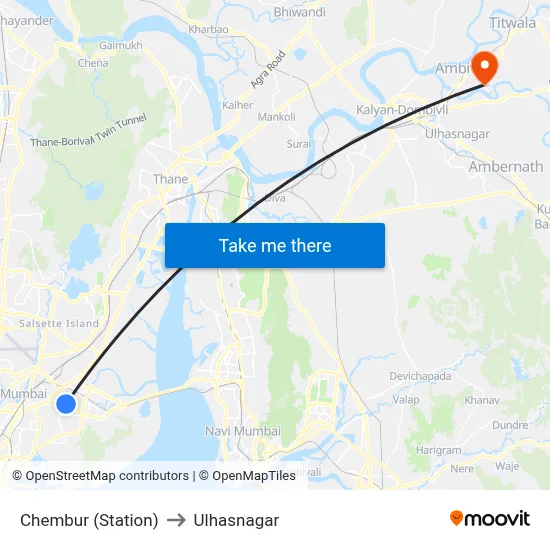 Chembur (Station) to Ulhasnagar map