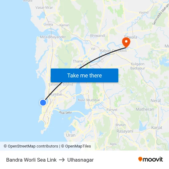Bandra Worli Sea Link to Ulhasnagar map