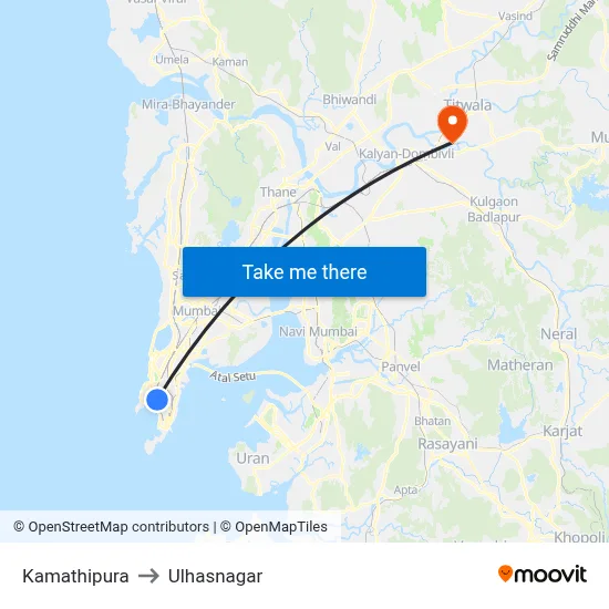 Kamathipura to Ulhasnagar map
