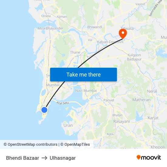 Bhendi Bazaar to Ulhasnagar map