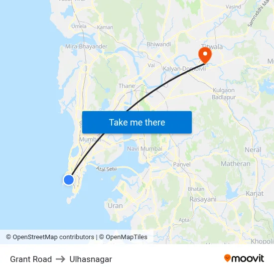 Grant Road to Ulhasnagar map