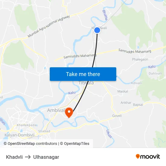 Khadvli to Ulhasnagar map