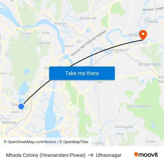 Mhada Colony (Hiranandani-Powai) to Ulhasnagar map