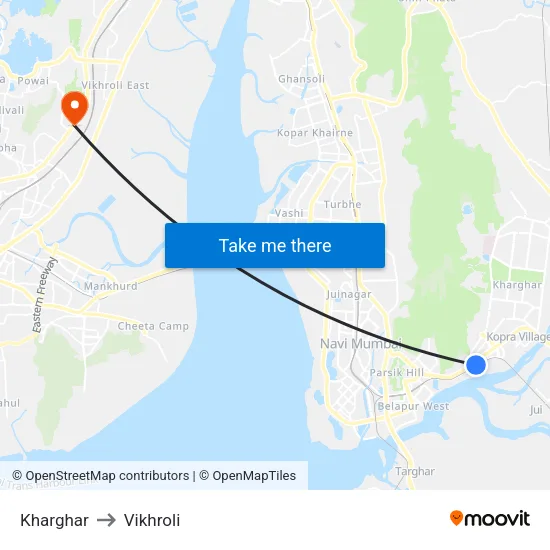 Kharghar to Vikhroli map