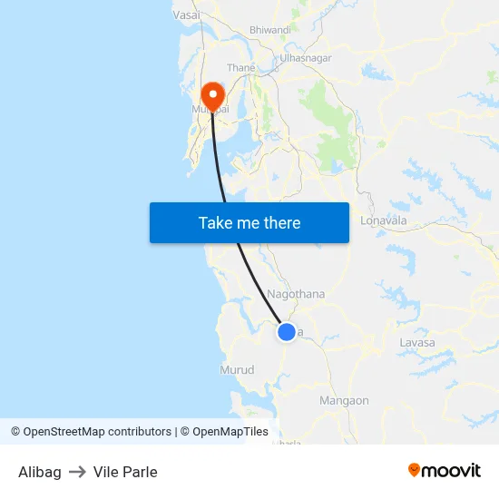 Alibag to Vile Parle map