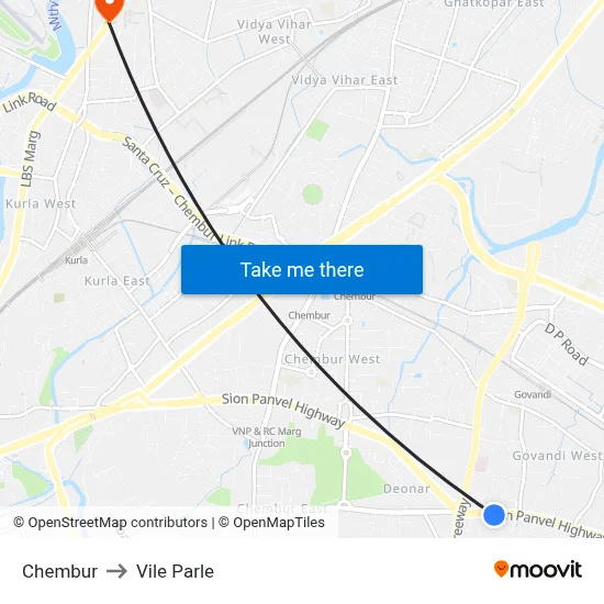 Chembur to Vile Parle map