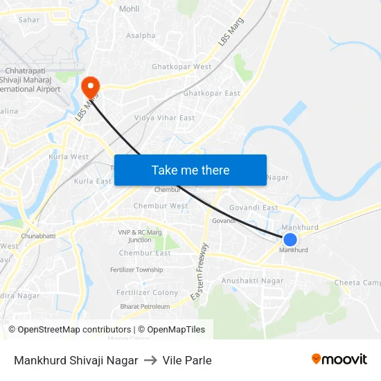 Mankhurd Shivaji Nagar to Vile Parle map