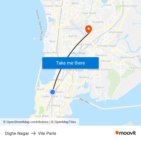 Dighe Nagar to Vile Parle map