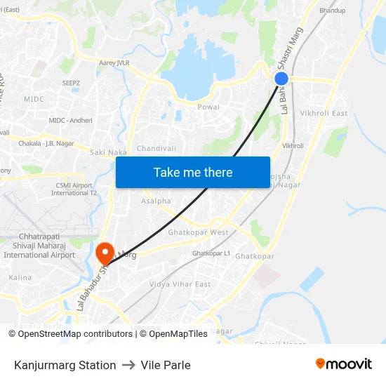 Kanjurmarg Station to Vile Parle map