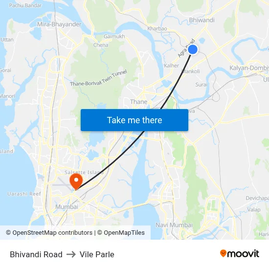 Bhivandi Road to Vile Parle map