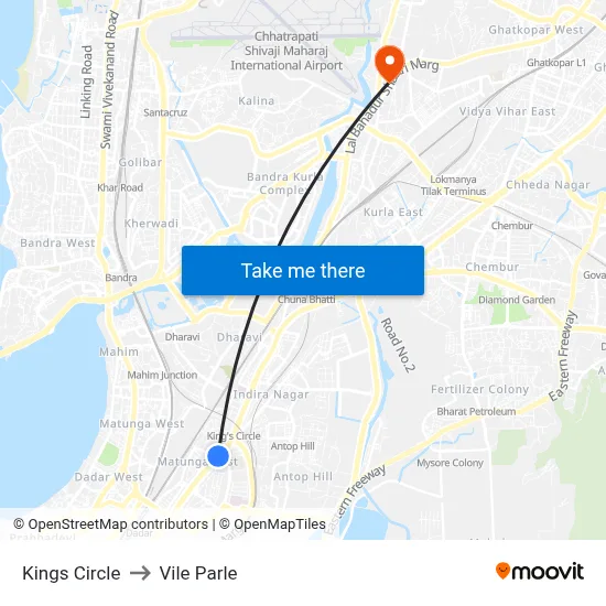 Kings Circle to Vile Parle map