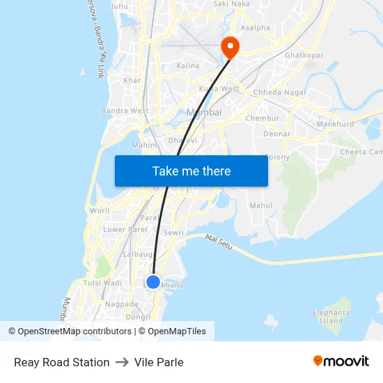 Reay Road Station to Vile Parle map