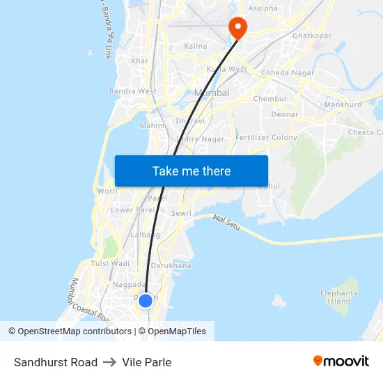 Sandhurst Road to Vile Parle map