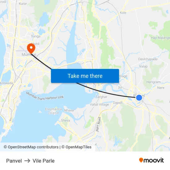Panvel to Vile Parle map