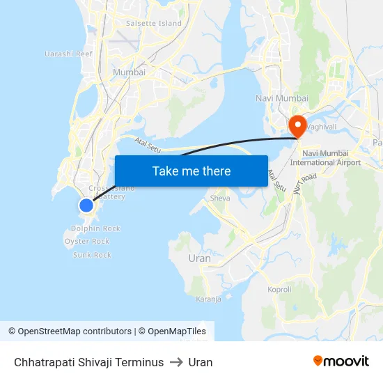 Chhatrapati Shivaji Terminus to Uran map