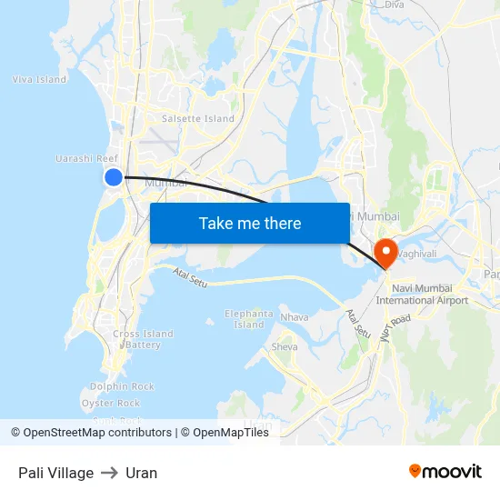 Pali Village to Uran map