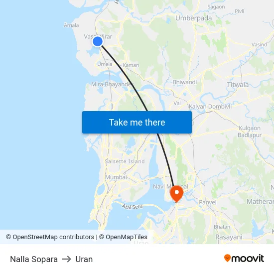 Nalla Sopara to Uran map