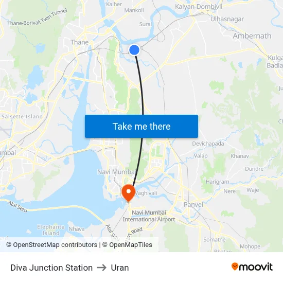 Diva Junction Station to Uran map