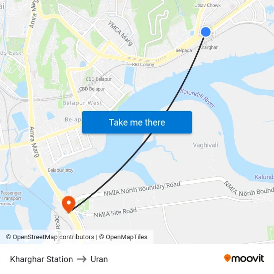 Kharghar Station to Uran map