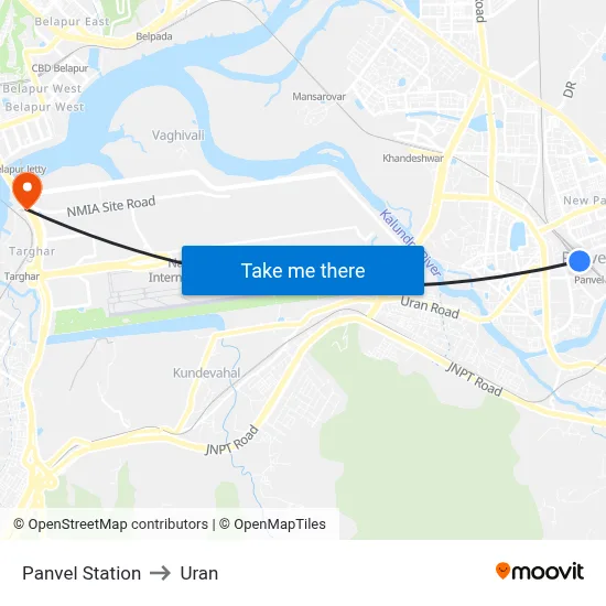 Panvel Station to Uran map