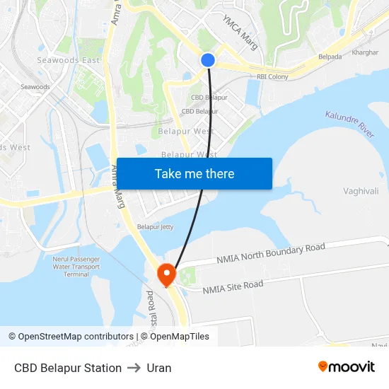 CBD Belapur Station to Uran map