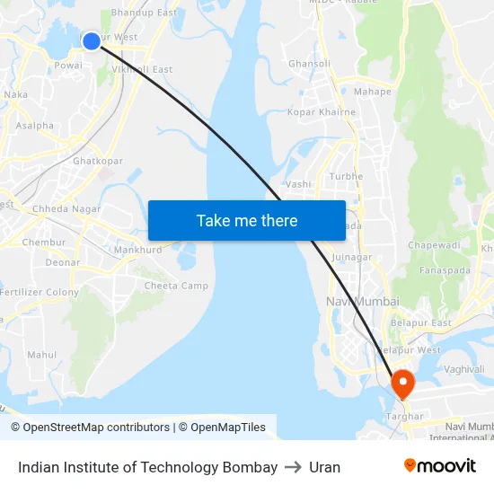 Indian Institute of Technology Bombay to Uran map